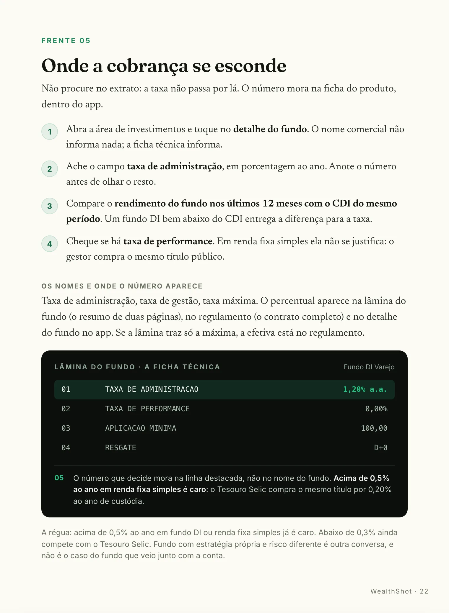 Ficha técnica: A lâmina do fundo, linha a linha: onde a taxa mora